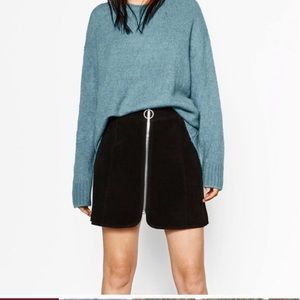 ZARA BLACK SUEDE LEATHER MINI SKIRT ZIP